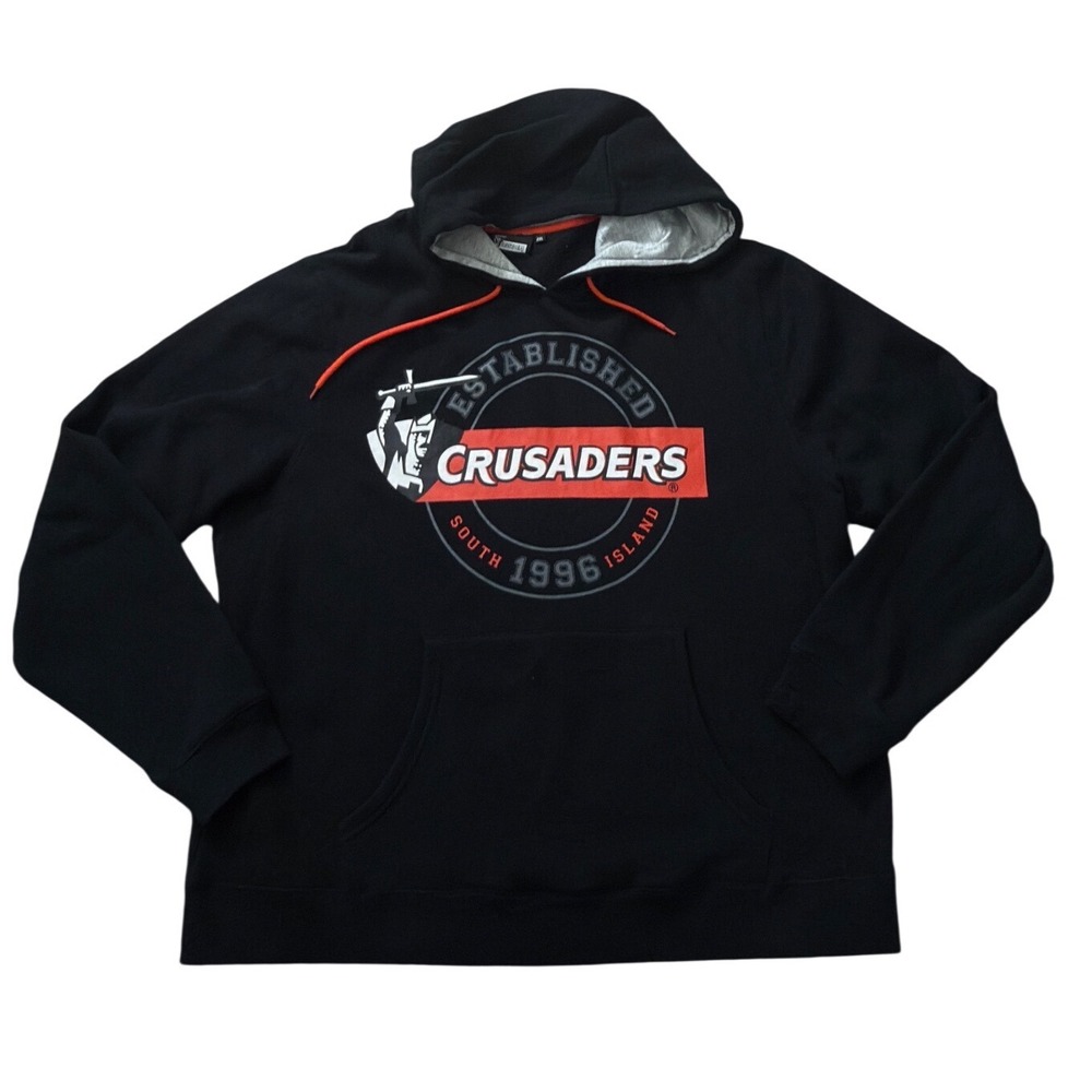 Crusaders Rugby South Island 1996 Hoodie Mens 2XL Black Graphic Sweatshirt VTG
